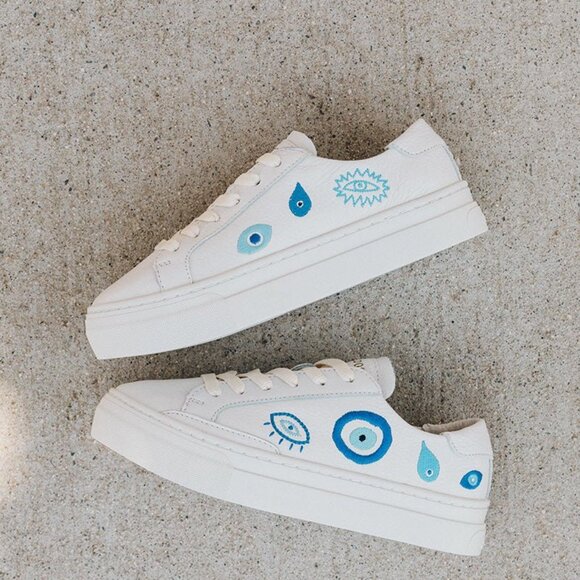 NEW SOLUDOS Leather Ibiza Platform Sneakers white for women 254 5M2T - Picture 4 of 12